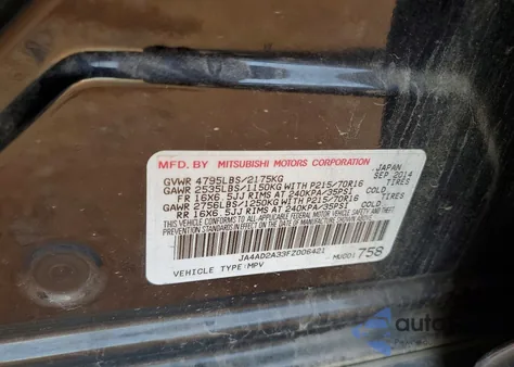 2015 Mitsubishi Outlander Es z USA, uszkodzony, nr VIN JA4AD2A33FZ006421